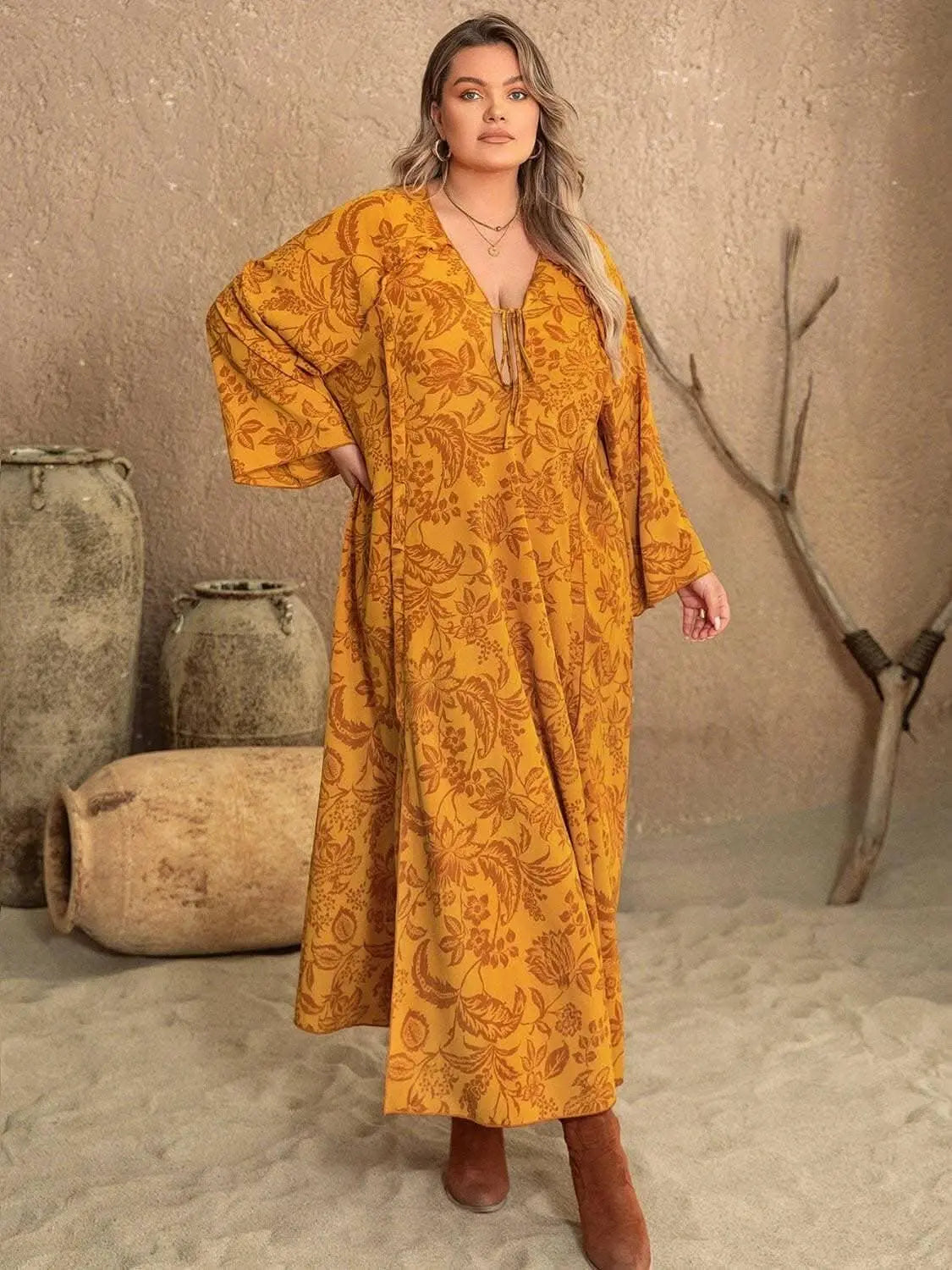 Elegant Plus Size Dress with Slit - Love Salve